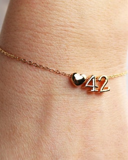 Number Charm Bracelet • Personalized Number Gift for Mom Best Friend • Team Number • Anniversary Date • Favorite Number Lucky Gold RYLO