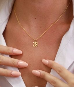 Custom Number Necklace - Number Jewelery - Date Necklace - Number Pendant Gift for Her - Mothers Day Gift - Football Necklace - Number Chain