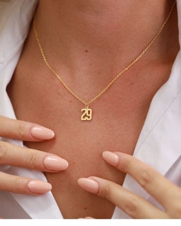 Custom Number Necklace - Number Jewelery - Date Necklace - Number Pendant Gift for Her - Mothers Day Gift - Football Necklace - Number Chain