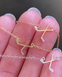 Minimalist Hockey Stick Necklace | Gift for Hockey Player - 18K Gold Plated