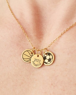 Personalized Sports Charm Necklace, Multi-Sport Mom Gift