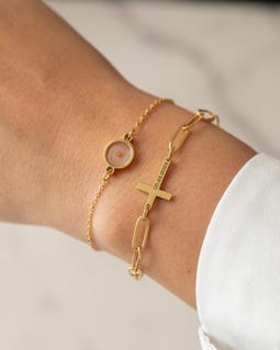 Mustard Seed Bracelet with Cross, Stainless Steel Christian Jewelry