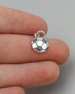 Sterling Silver Soccer Ball Charm - 10mm Sports Pendant