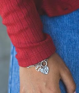 NEW - Stainless Steel Baseball & Love Charm bracelet - Polished and Shiny - Waterproof, all things proof - Baseball Mom - Sport Mom
