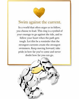 Swim Against the Current Ring Gift Box, Inspirational Fish Ring, Meaningful Gift for Her, Courage Jewelry, Graduation Gift
