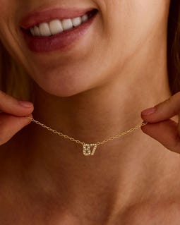 Custom Pave Number Necklace, Dainty Zircon Number Jewelry, Personalized Football Necklace, Date Pendant Gift for Her, Back to School Gift