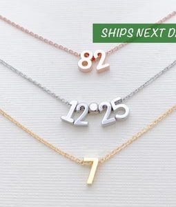 Number Necklace : Personalized, Lucky Number, Team, Anniversary, Birthday, Family, Love, Heart, Graduation