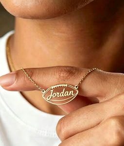 Custom Football Name Necklace, Personalized Sports Pendant ，Football Pendant, Sports Jewelry，Unique Gift for Football Fans