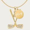 Personalized Golf Necklace with Engraved Name Charm Gold or Silver