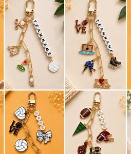 Personalized Sports Badge Charm | Custom Name Charm | Baseball Softball Basketball Soccer Volleyball Football | Coach Athlete Gift