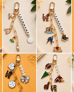 Personalized Sports Badge Charm | Custom Name Charm | Baseball Softball Basketball Soccer Volleyball Football | Coach Athlete Gift