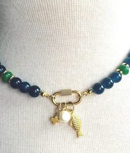 Navy Blue and Green Beaded Charm Necklace | Gameday School Spirit  Necklace | Beaded Necklace | Sports Necklace